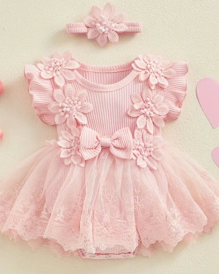 conjunto body princesa floral rosa