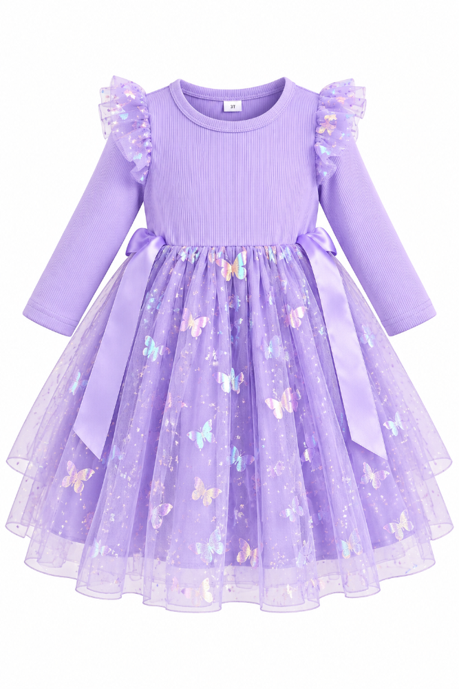 vestido infantil lila mariposas encantadas