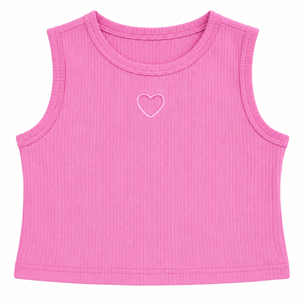blusa crop corazon rosada