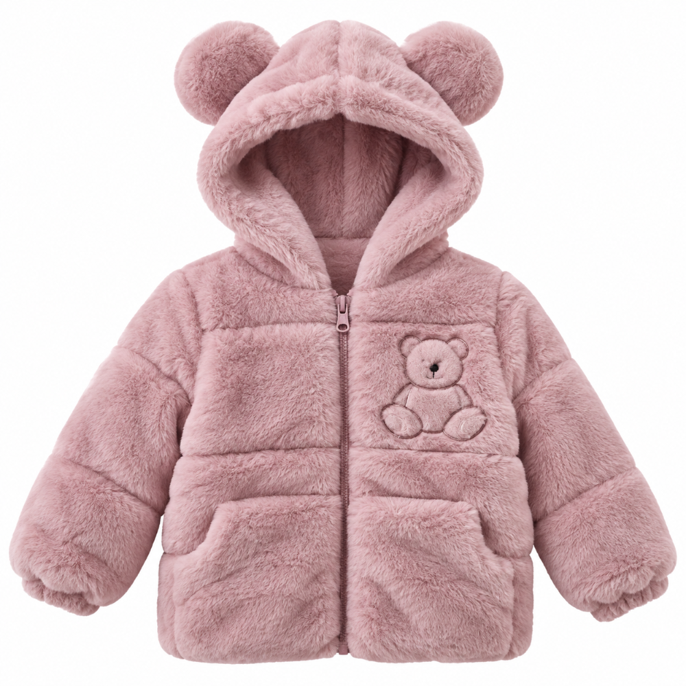 chaqueta peluche osita lila