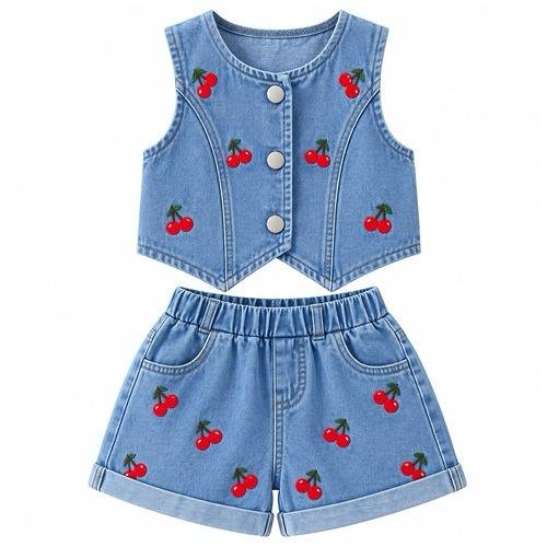 conjunto short jean cerezas
