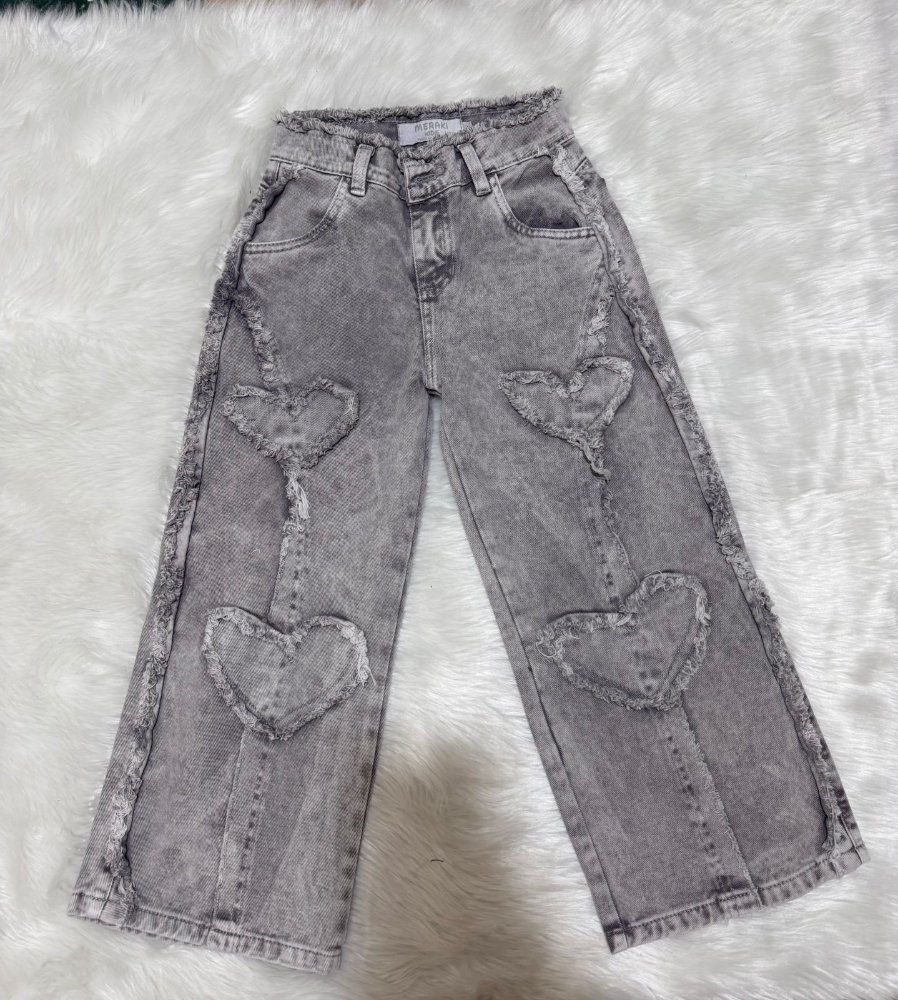 jean corazones gris