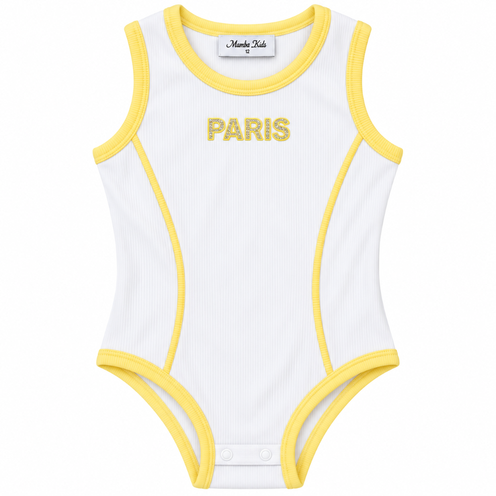 body blanco paris con detalles  amarillo