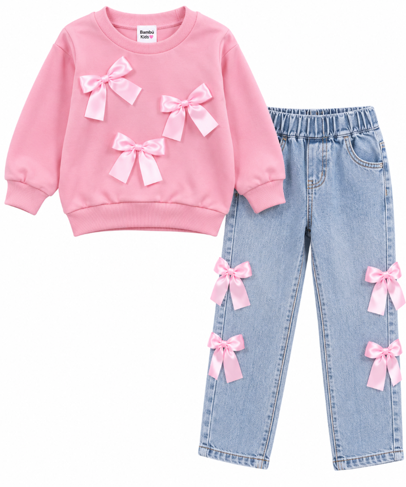conjunto niña pink bows