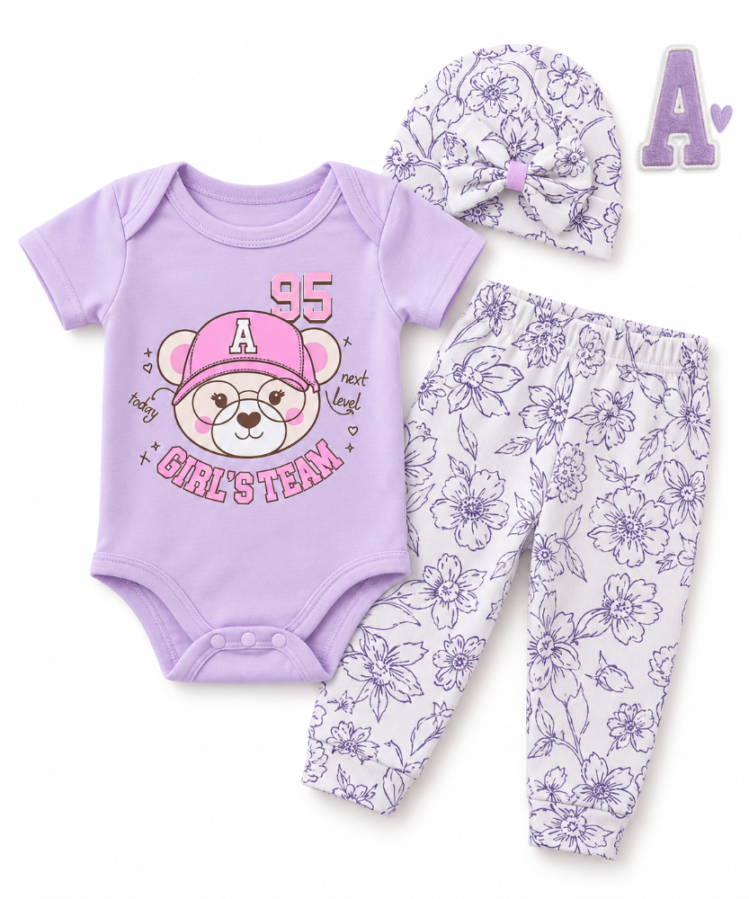 conjunto bebe girls team lila