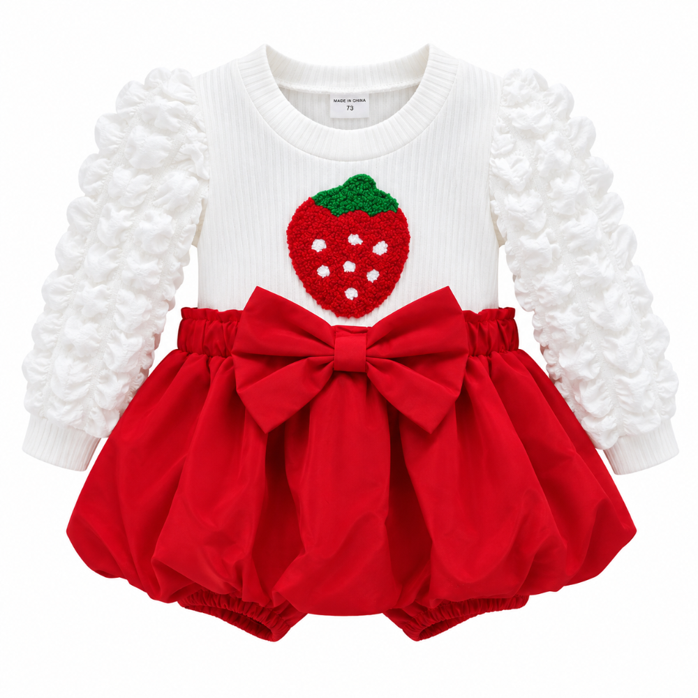 vestido fresa rojo con moño
