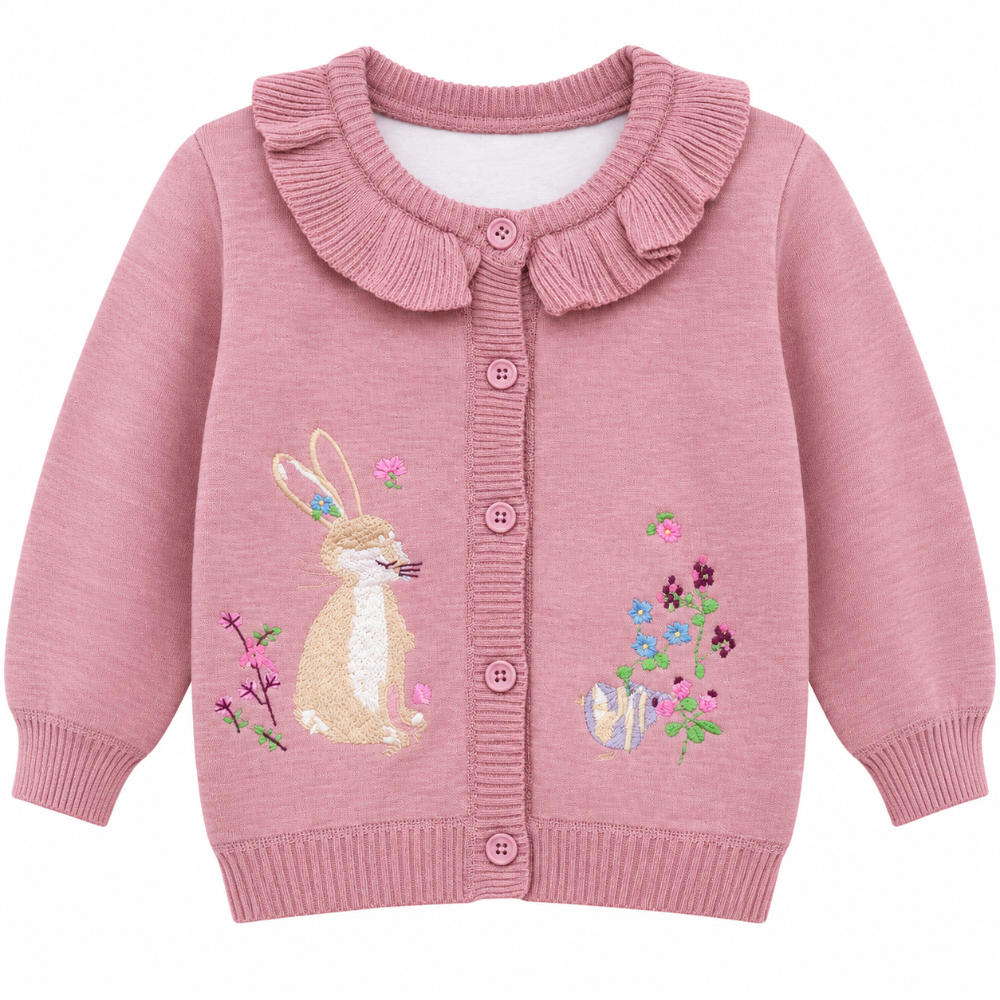 cardigan conejita floral rosa