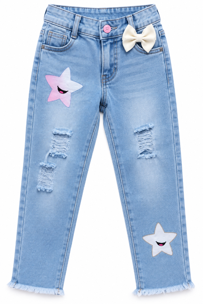 jean infantil estrellas con moño