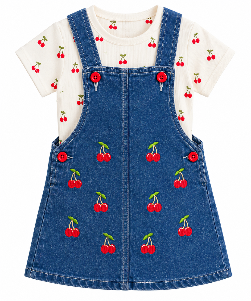 jardinera jean cerezas con camiseta