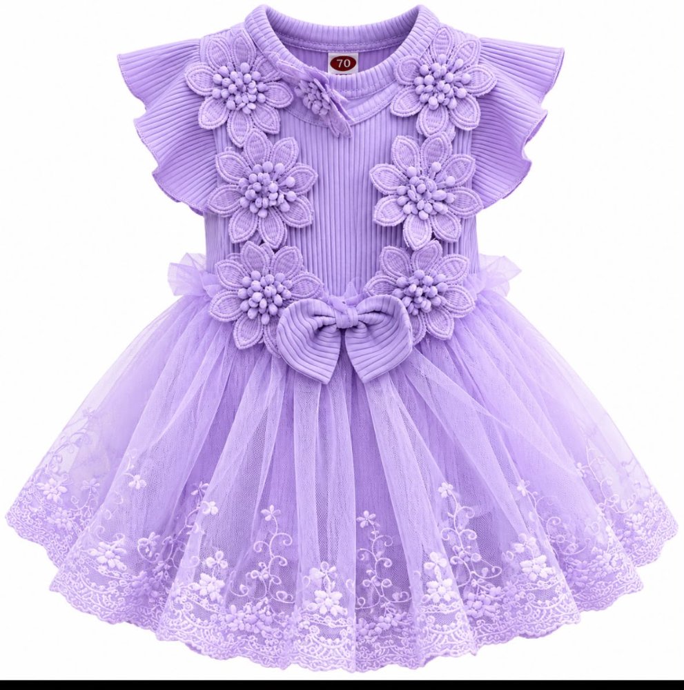 vestido lila flores con encaje