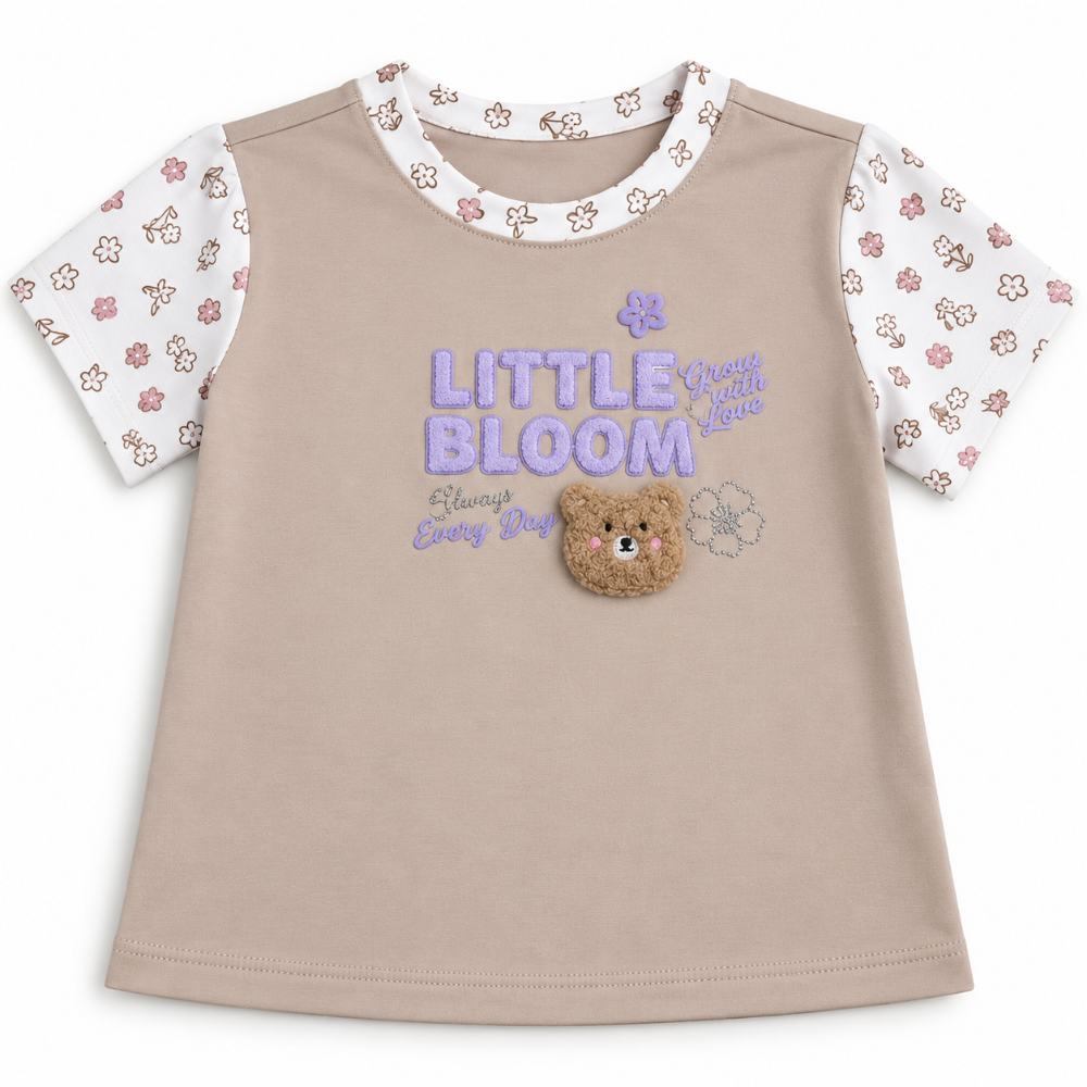 camiseta beige little bloom