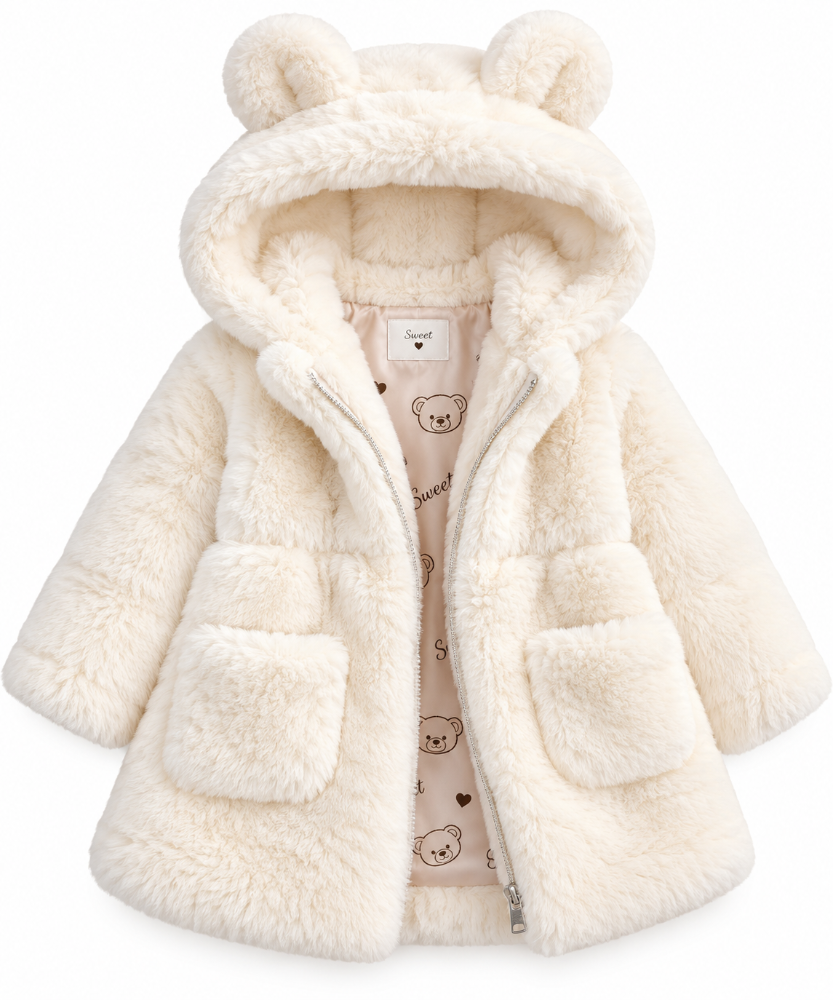 abrigo peluche osita crema