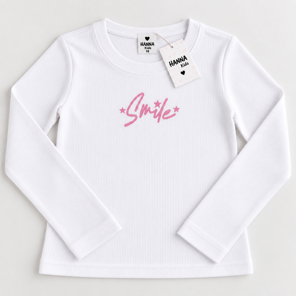 blusa blanca smile manga larga