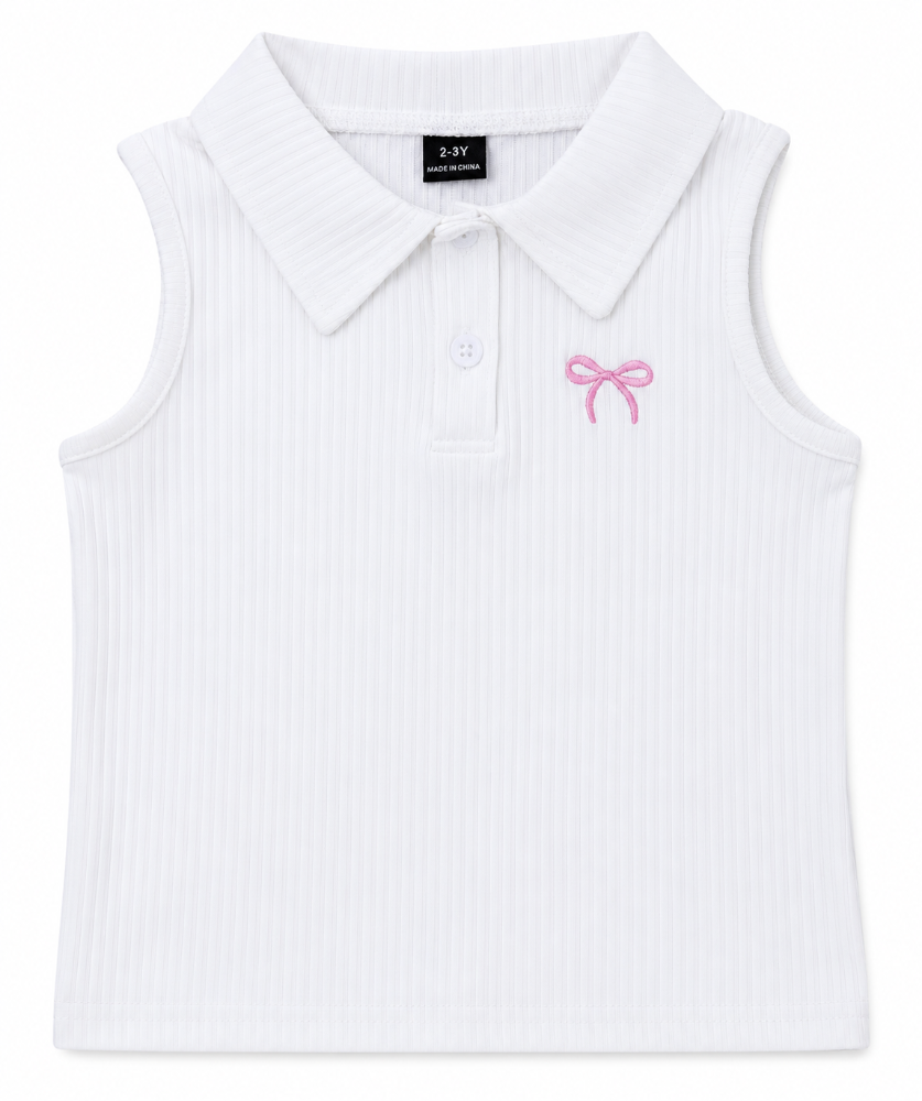 blusa polo blanca con lazo