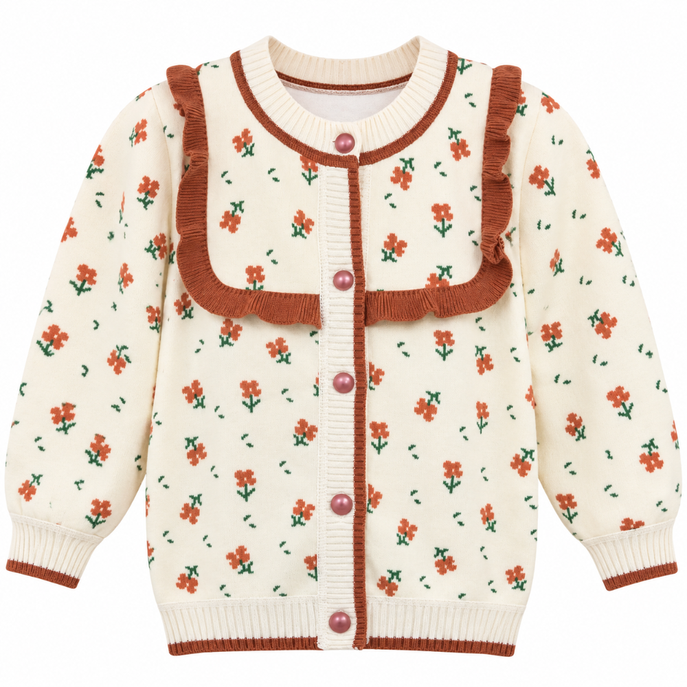 cardigan floral vintage crema