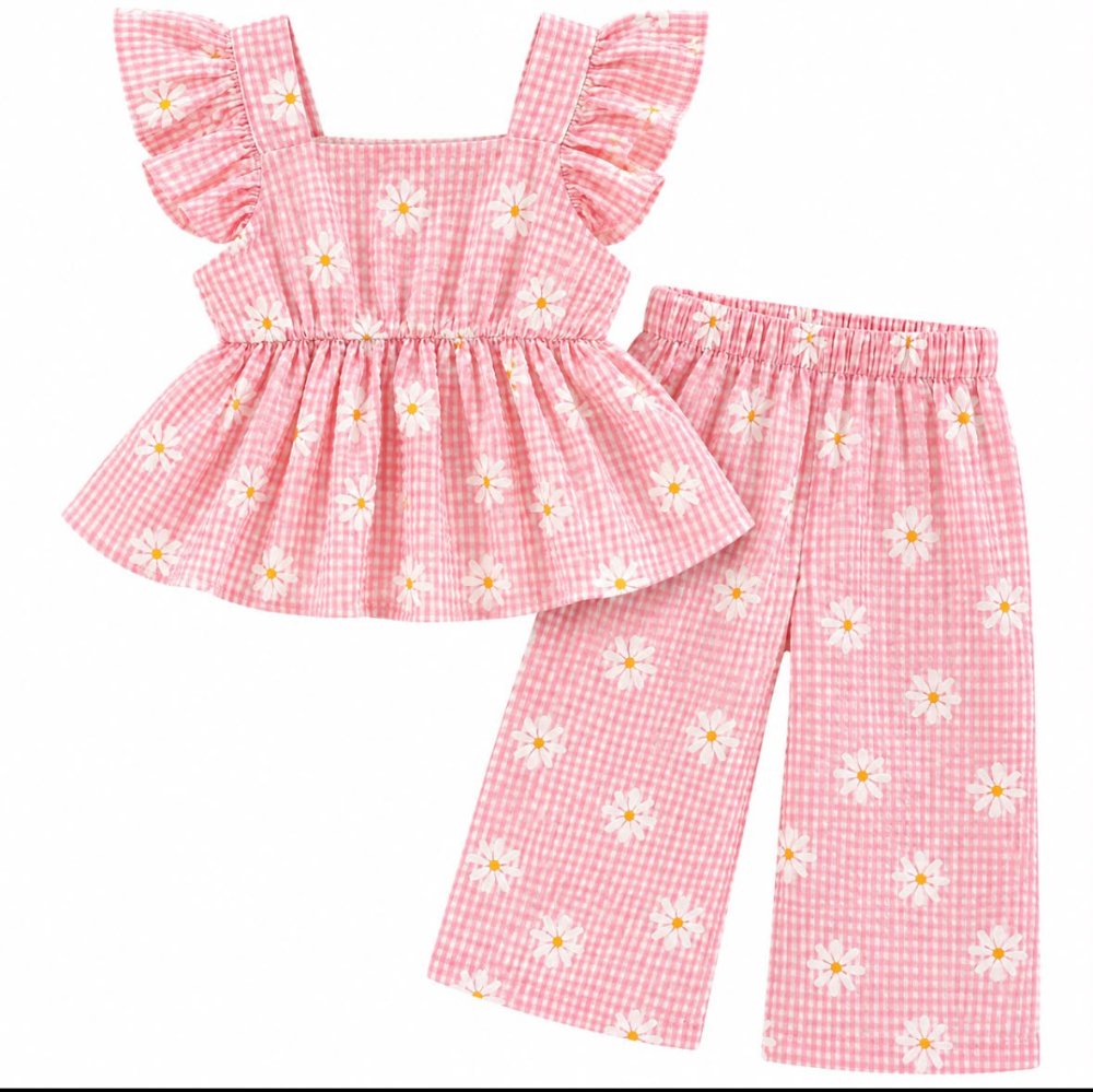 conjunto rosa margaritas con pantalon