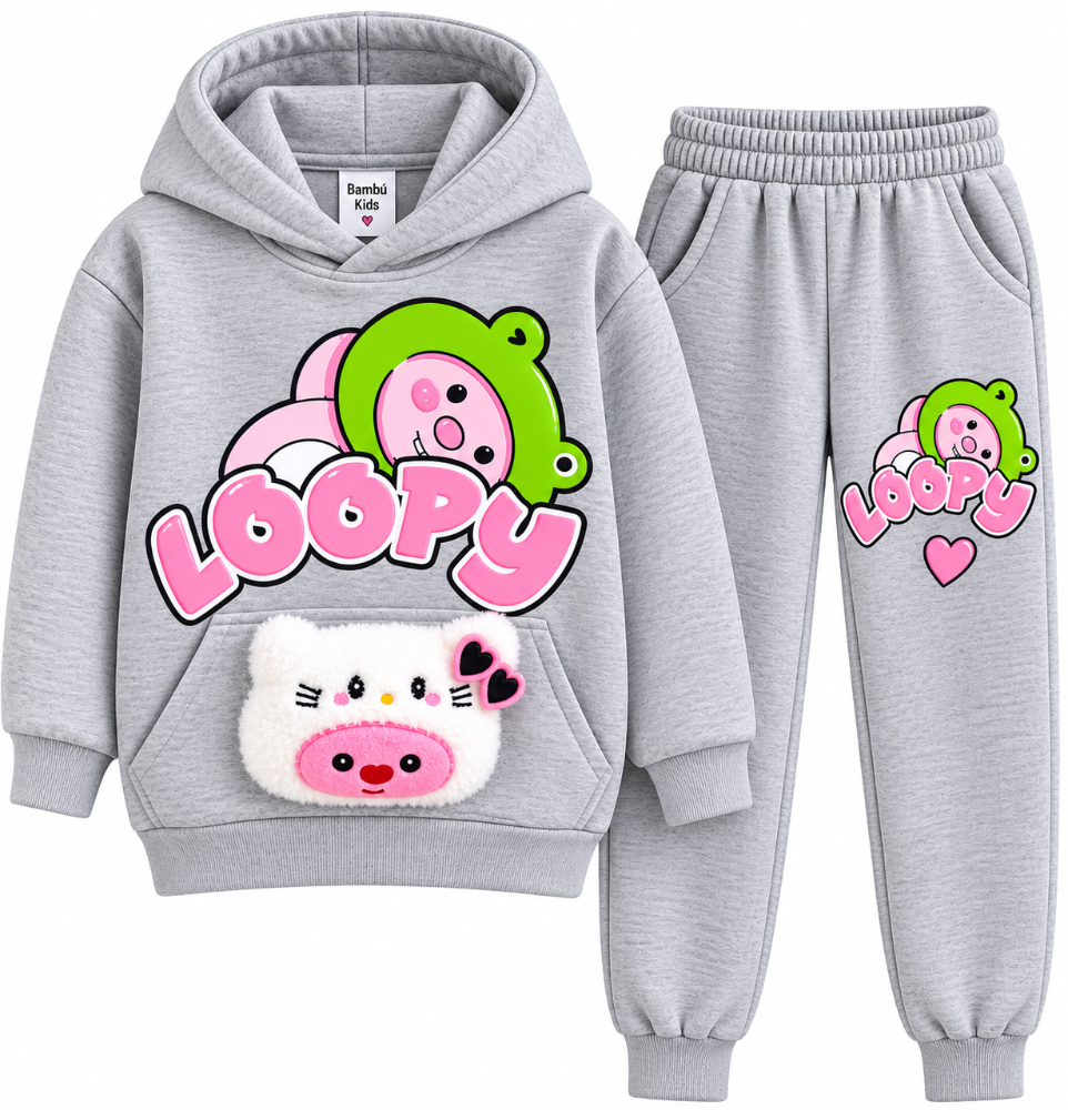 sudadera infantil loopy con capota gris