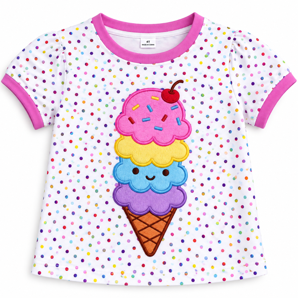 camiseta blanca helado  multicolor