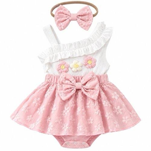 vestido body rosado floral con balaca
