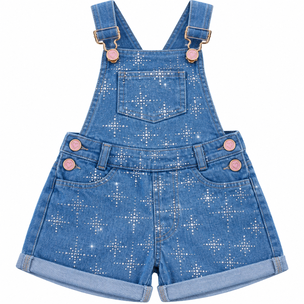 overol short denim brillante