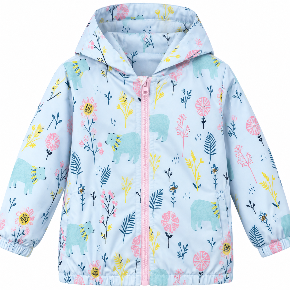 chaqueta cortavientos ositos y flores