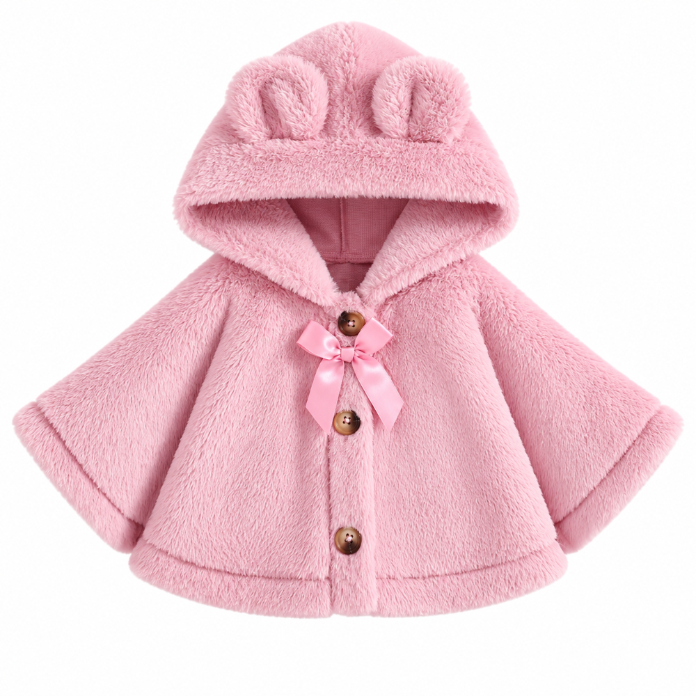 capa rosa osita con capucha