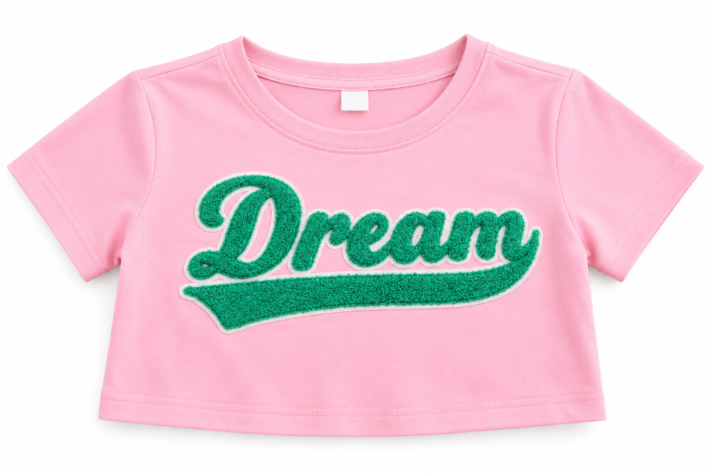 camiseta crop dream rosada
