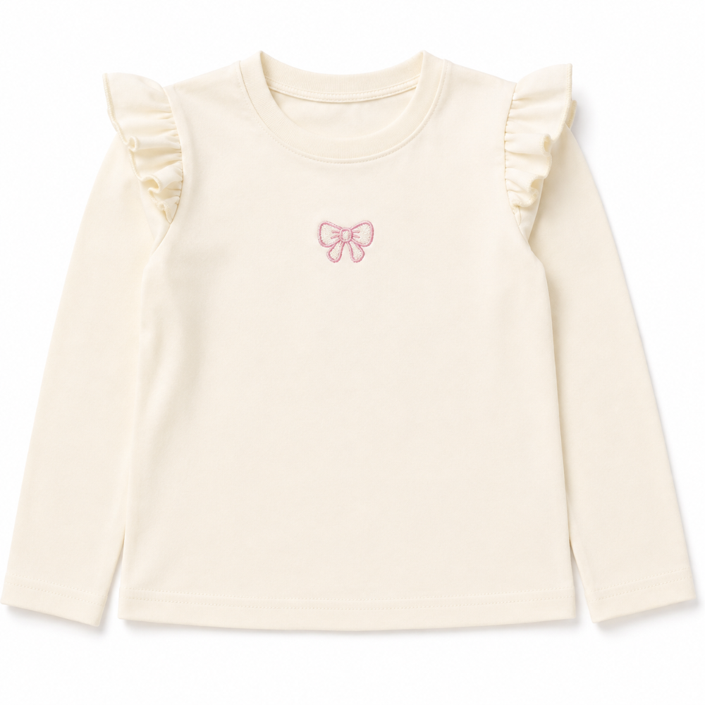 blusa crema con volantes