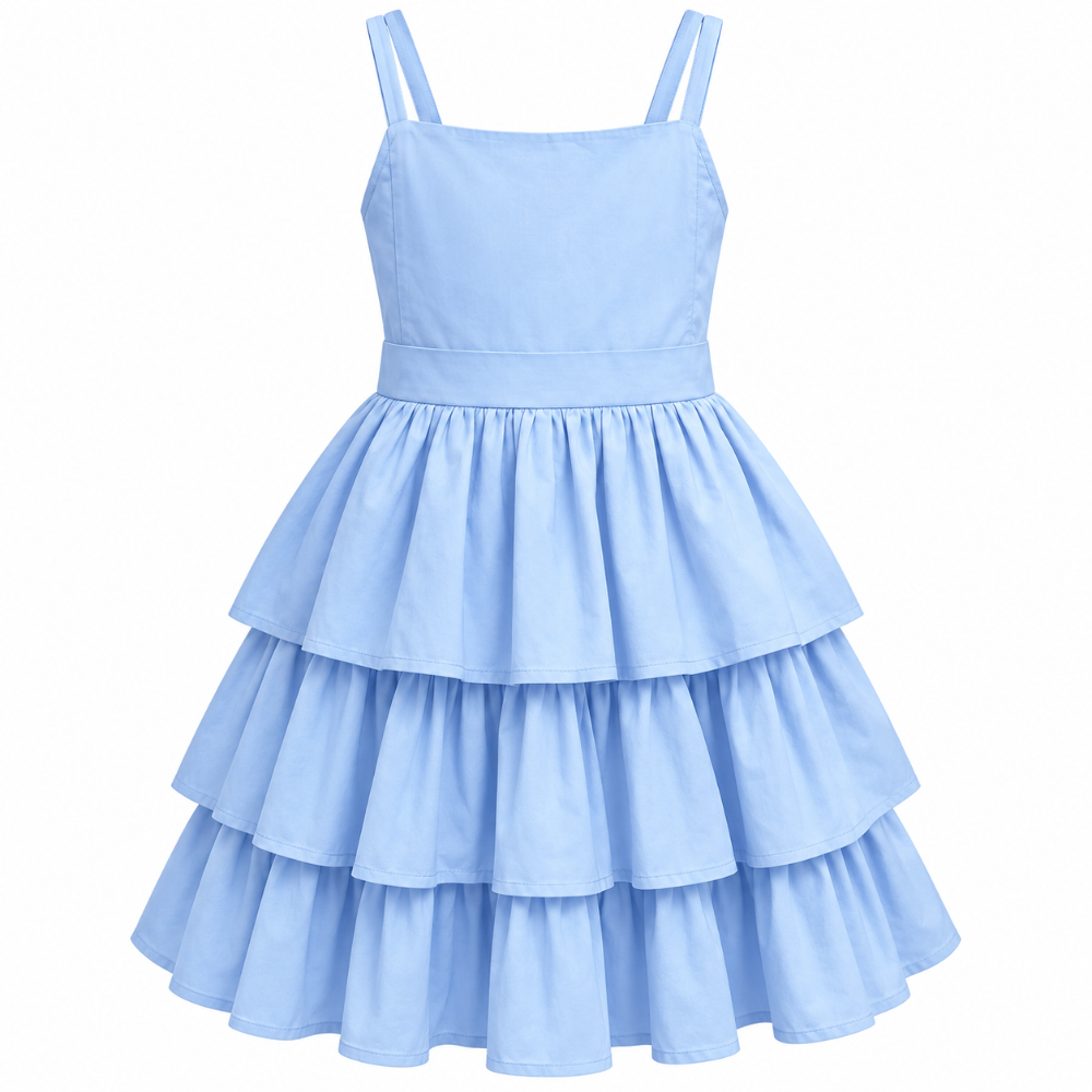 vestido azul cielo volantes