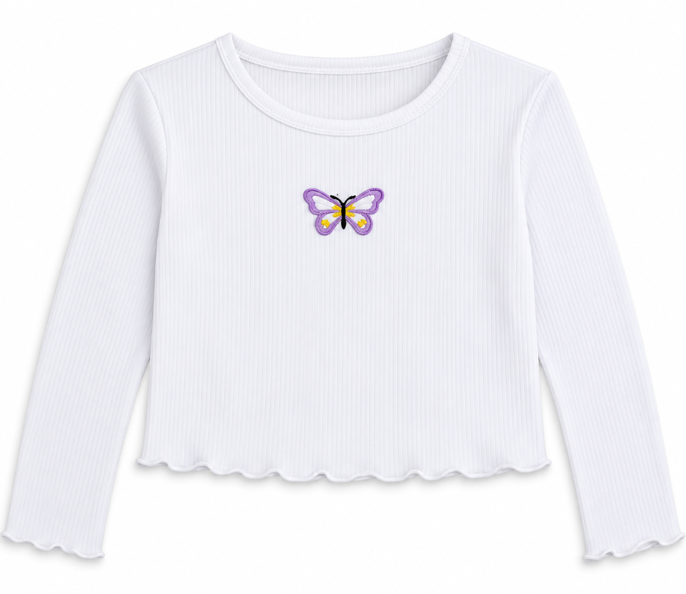 blusa crop blanca mariposa