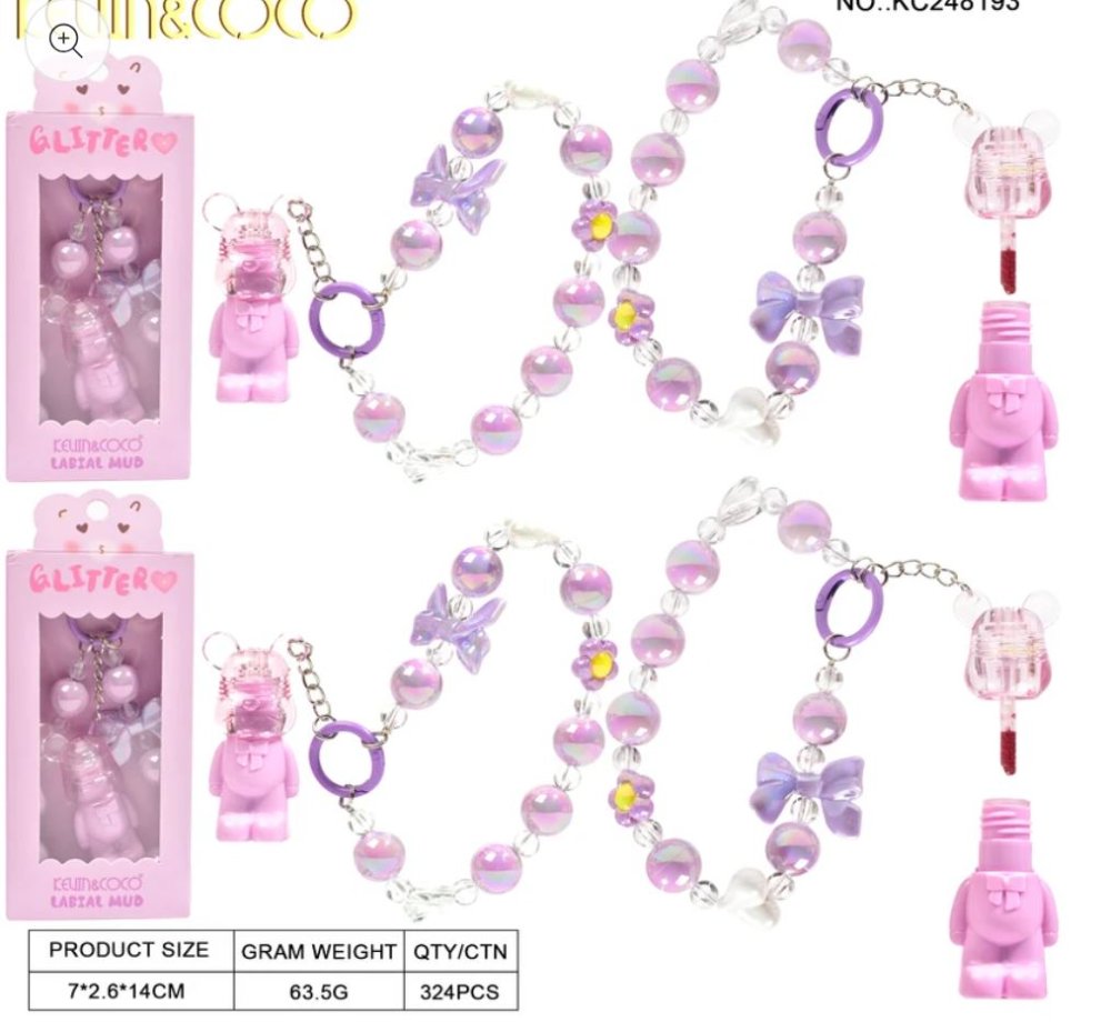 Brillo Labial con Collar de Perlas