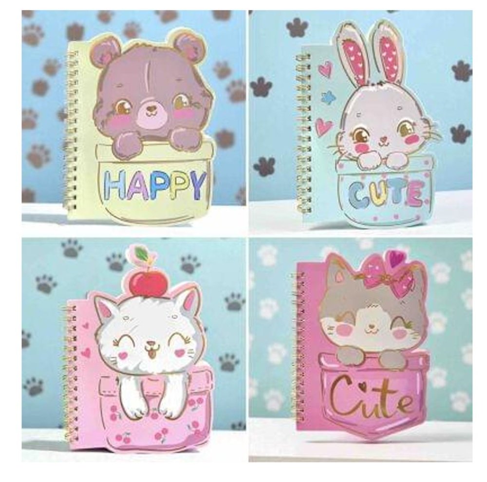 LIBRETA ARGOLLADA ANIMALITOS HAPPY CUTE