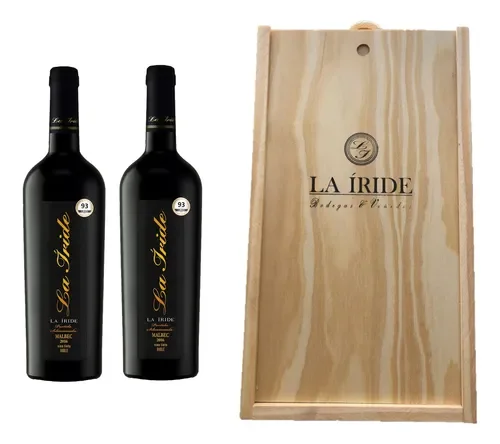 Estuche Madera La Iride con 2 vinos