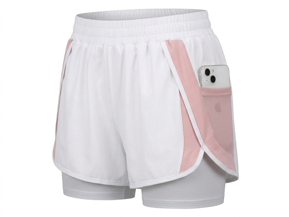 Pantalones cortos deportivos de mujer con bloques de color y empalmes