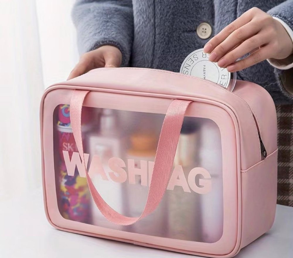 Cosmetiquera Impermeable de PU Escarchado, Gran Capacidad, Estilo Portátil, Organizador de Cosméticos para Mujer
