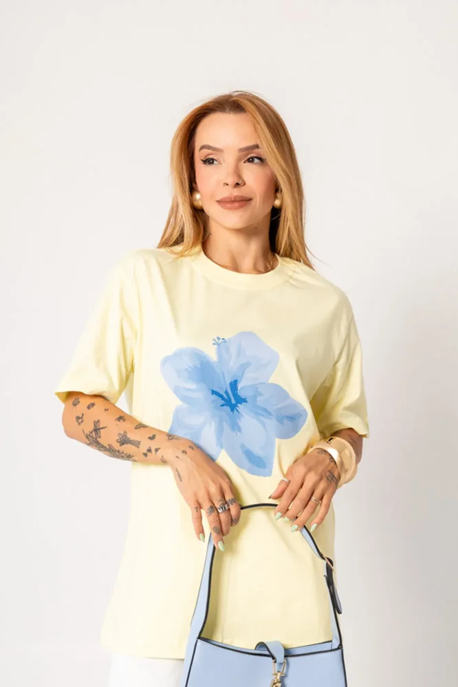M - Max Tshirt Flor Azul