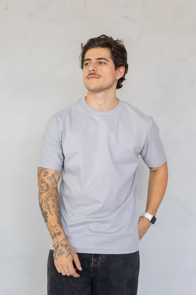 M - Camiseta lisa Cinza Gray Light