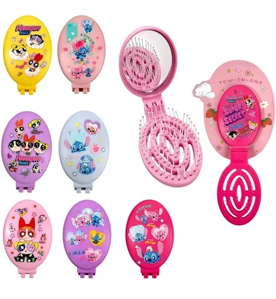 ESPEJO CEPILLO STICH , CHICAS SUPER PODEROSAS  TOW IN ONE