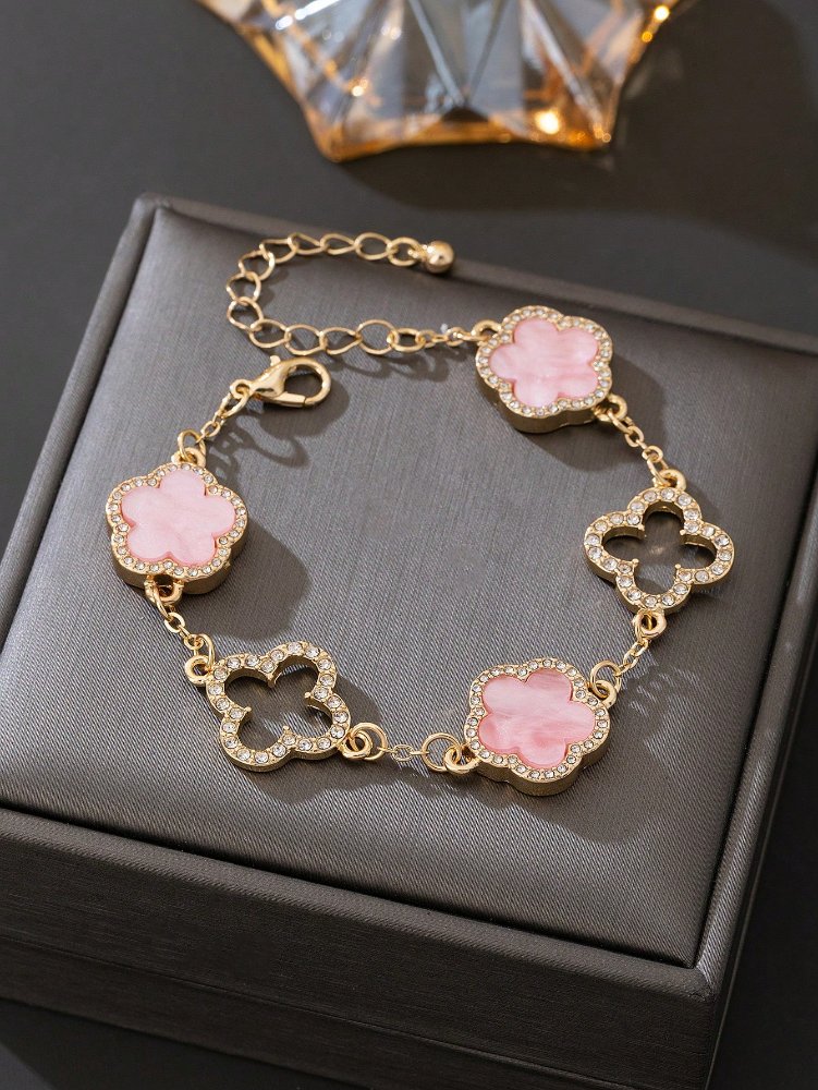 PULSERA TREBOL ROSA