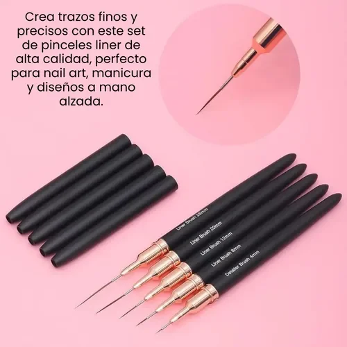 SET DE PINCELES DE UÑAS X5