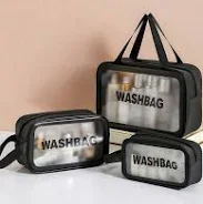 COSMETIQUERA SET  X3 BOLSO WASHBAG NEGRA Y AZUL