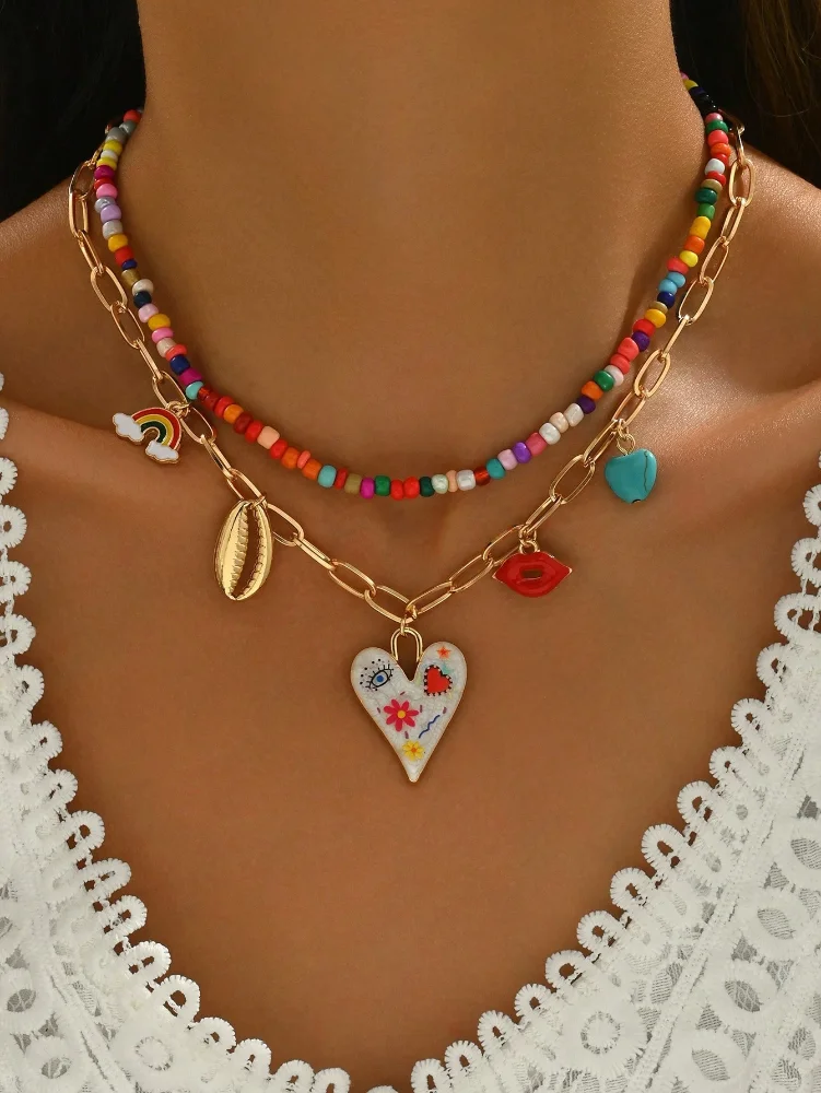SET 2 PIEZAS COLGANTE CORAZON