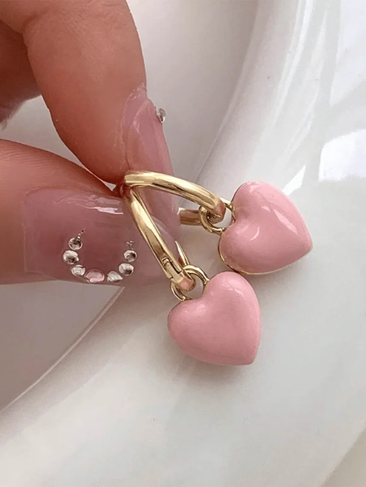 PENDIENTE CORAZON ROSA
