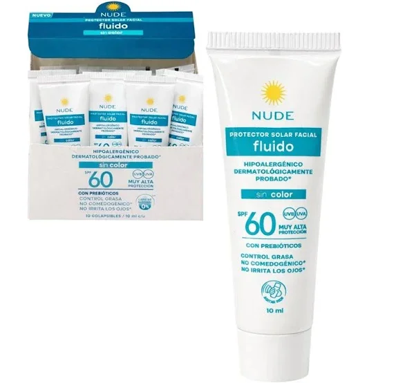 MINI PROTECTOR SOLAR FACIAL SPF 60 FLUIDO SIN COLOR 10 ML NUDE