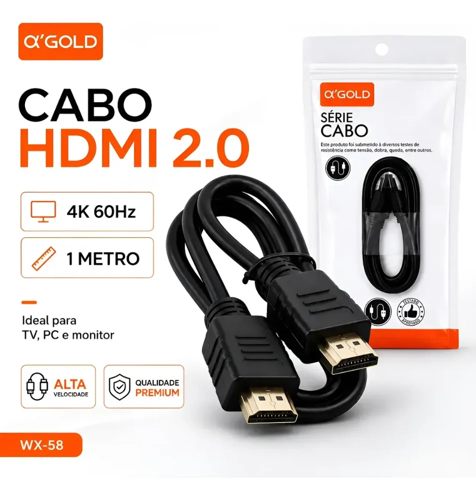 Cabo HDMI A'gold 1M