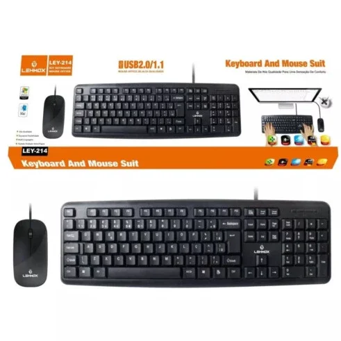 Kit Teclado e Mouse C/F Usb Lehmox LEY-214