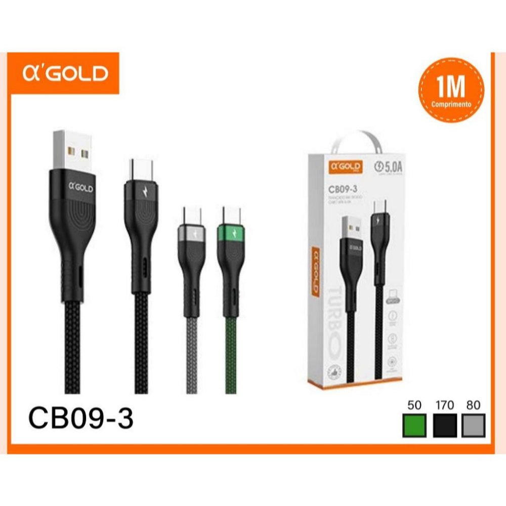 Cabo De Tecido A'gold USB Para Tipo-C CB09-3