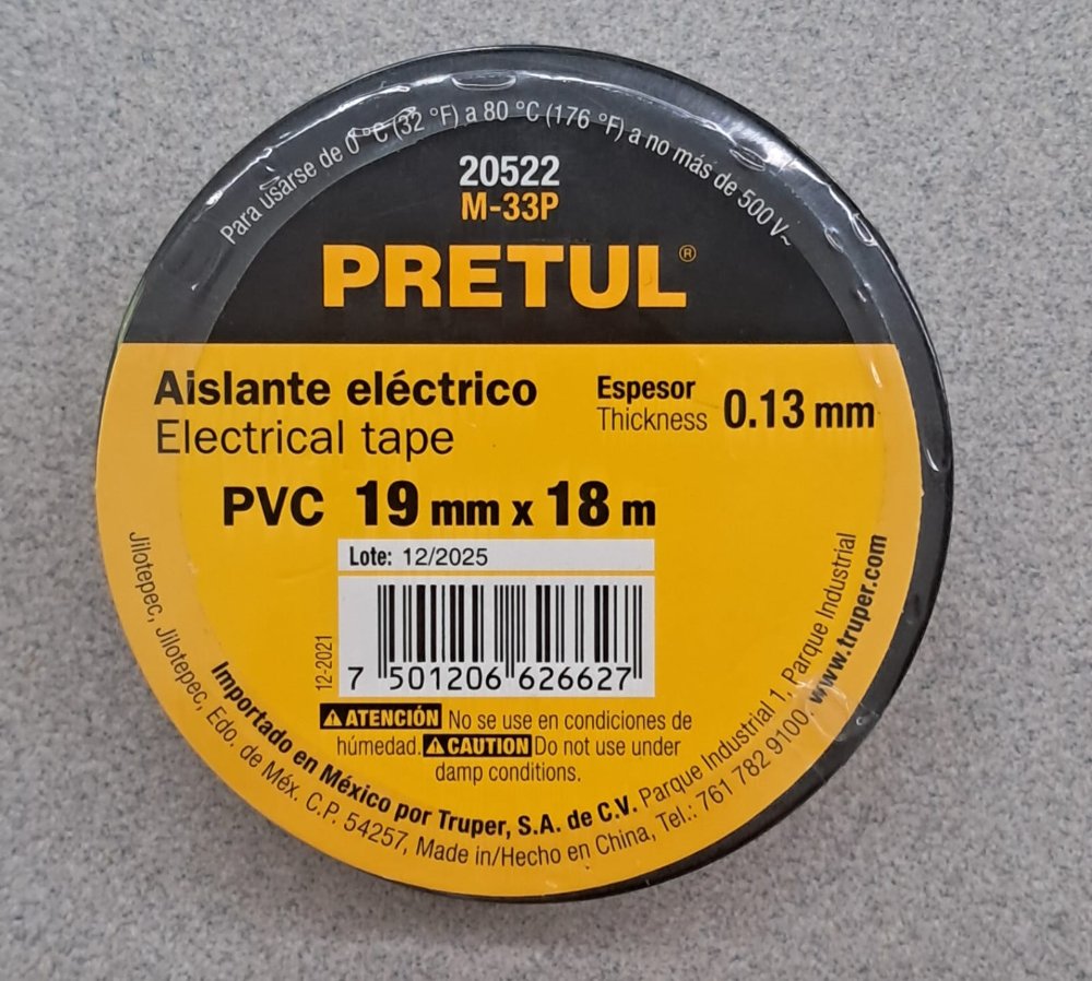 Cinta aislante electrico espesor 0.13 mm pretul