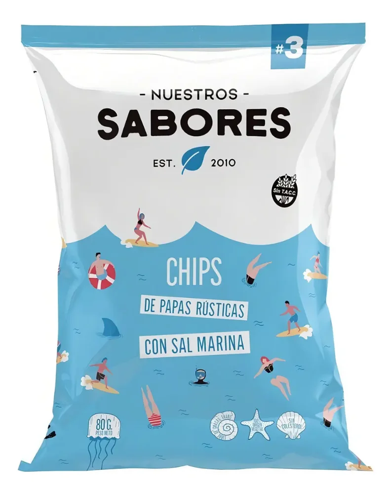 NUESTROS SABORES - CHIPS DE PAPAS RUSTICAS Y SAL MARINA