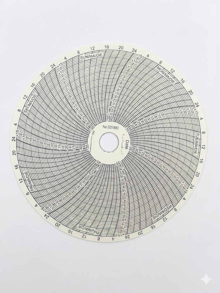 Grafica Circular para Termograficador 5 plg +15°c a -35°c, Linea Ojeda 100 pzas